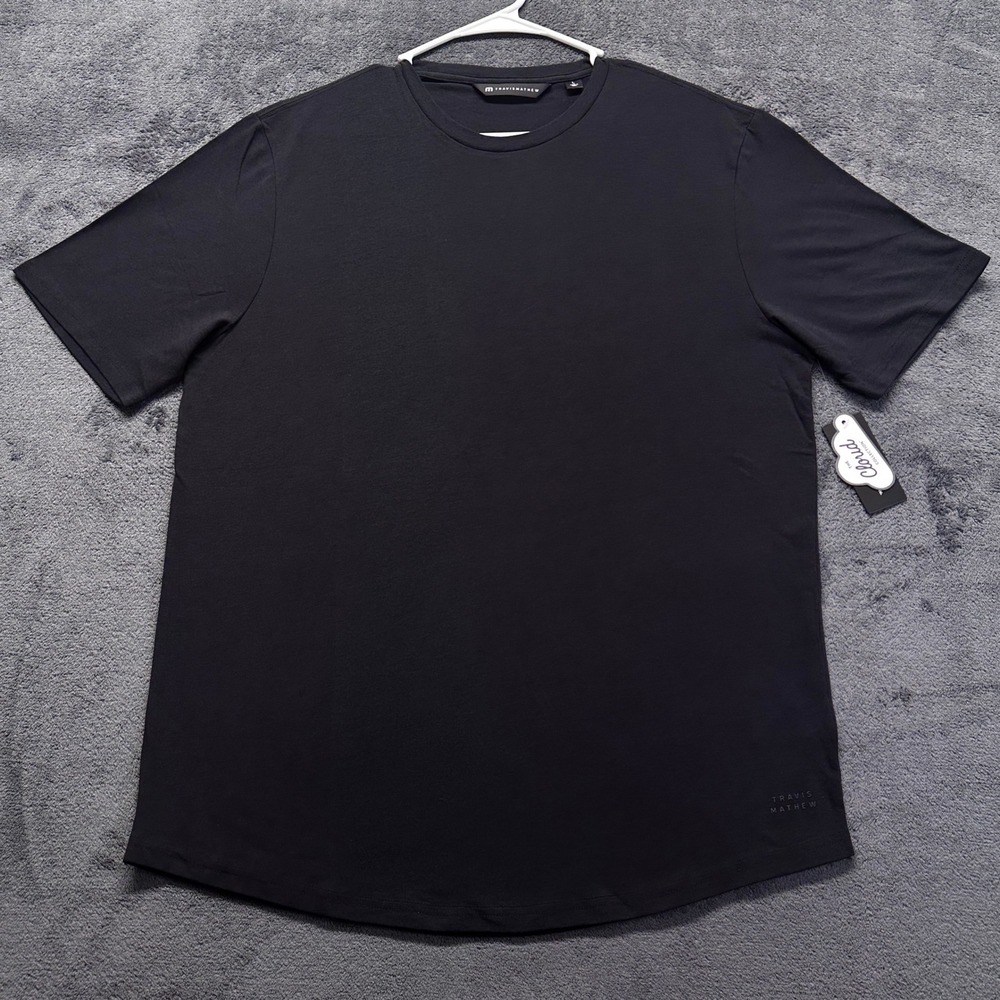 TravisMathew Cloud Crew T-Shirt Mens Large Black Short Sleeve Curved Hem 1MAA147
